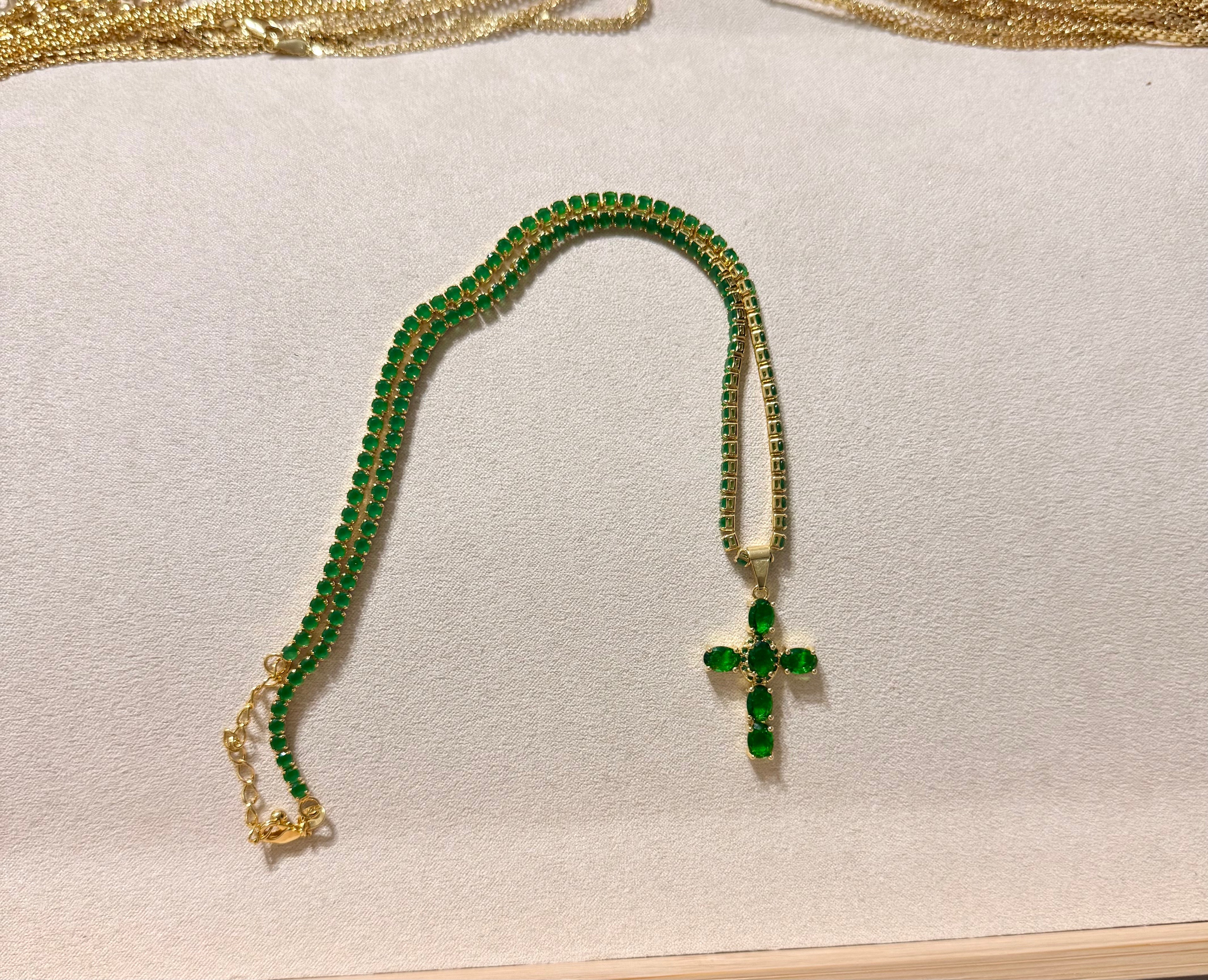 Cadena Circonitas verde 45cm